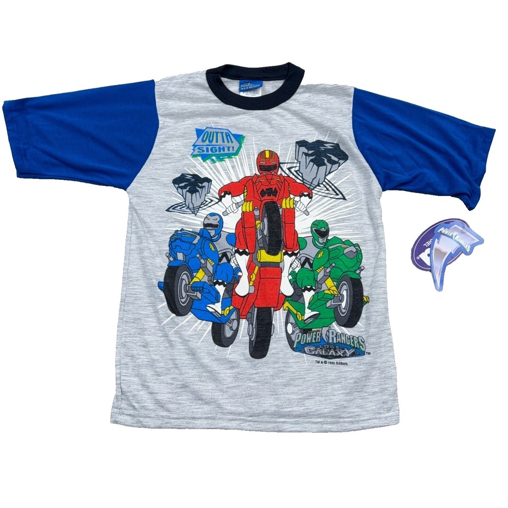 Vintage Power Rangers Shirt Boys Size 14 Lost Galaxy 1999 90s Deadstock Kids